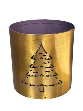 Gold Tone Christmas Tree Cutout Tealight Holder, Purple Interior Holiday Decor